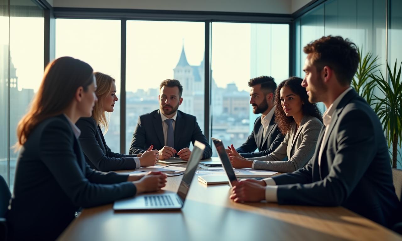 Équipe de consultants RH en réunion stratégique à Lyon